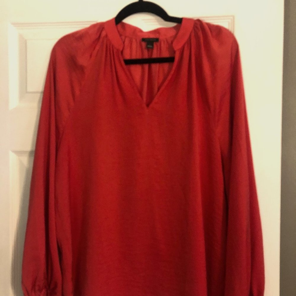 Ann Taylor red LS blouse